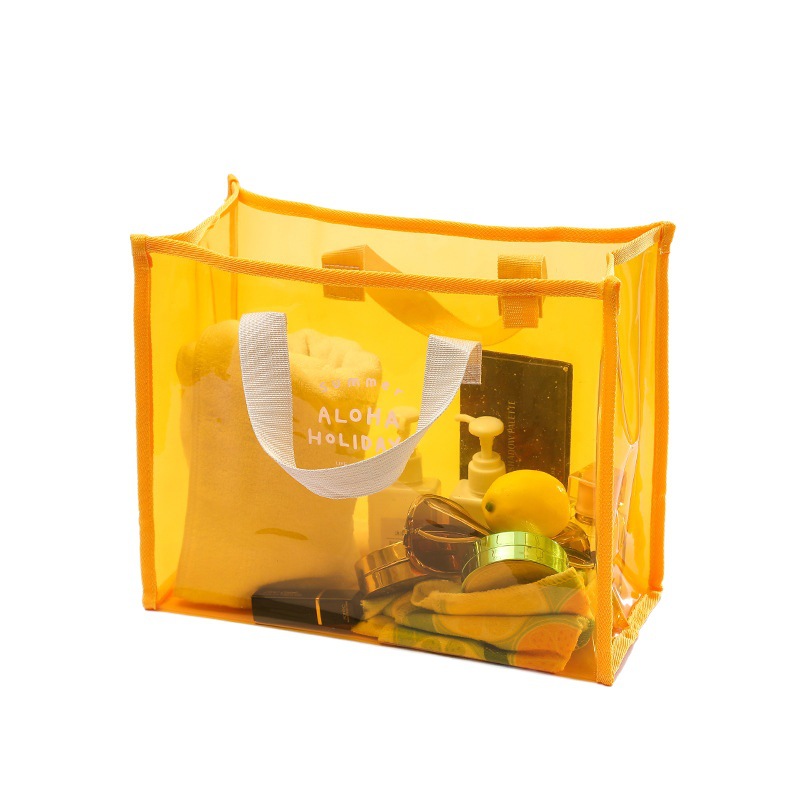 Cotton said PVC hand carrying swimming bag portable clothing storage bag fashion transparent PVC beach bag travel tote bag