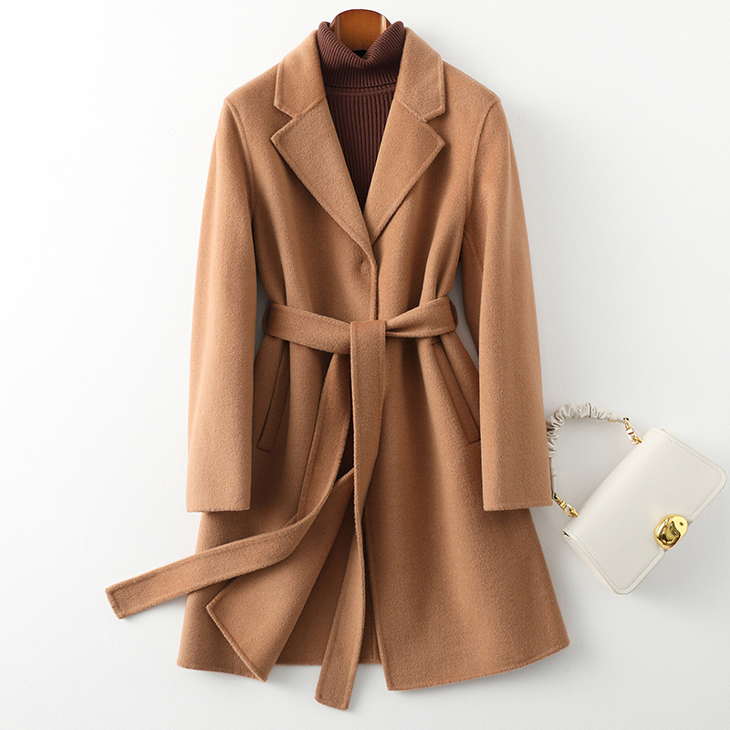 Picture of Double-Sided Cashmere Outwear for Women Mid-Length 2025 Autumn and Winter New Slim Fashion Classy Woolen Outwear for Small People