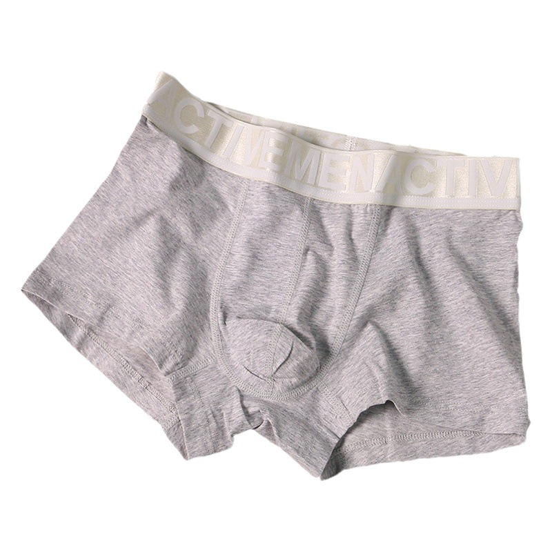 3 Japanese Style Simple Men's Underwear Solid Color Soft Skin Friendly Letter Belt Teenager Men's Boxer Pants