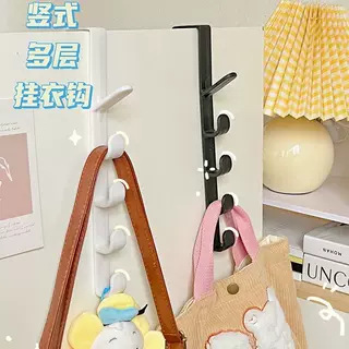 Door Hook Vertical Bag Storage Hanging Dormitory Bedside Hanging Clothes Hook Wardrobe Door Five-Section Multifunctional Clothes Hanger