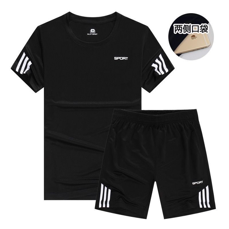Men's Outdoor Sports Suit Summer Short-sleeved Shorts Running Loose Casual Sports Short-sleeved T-shirt Clothing Two-piece