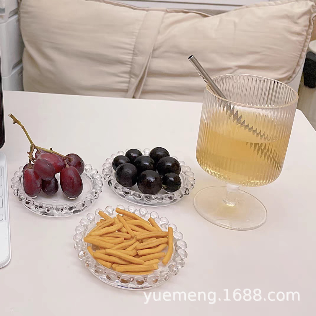 Picture of Bead Side Ins Glass Plate Dessert Dish Flavor Dish Jewelry Storage Dish Glass Day Dish Fruit Plate Fruit Dish