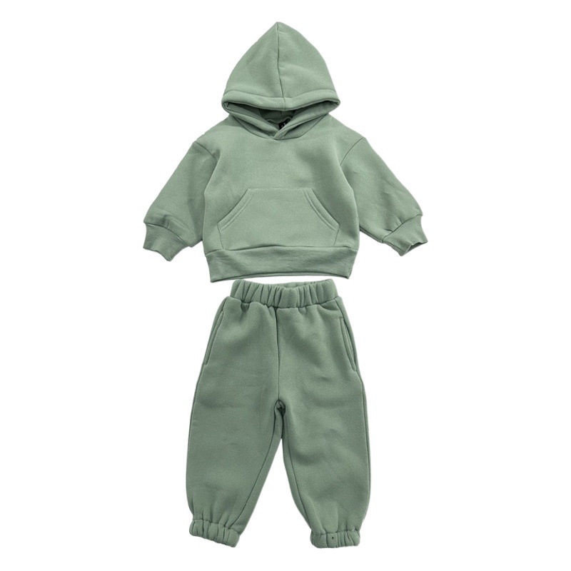 Boys and girls Korean winter clothing new suit fashion hooded sweater leggings casual boys and girls fleece suit