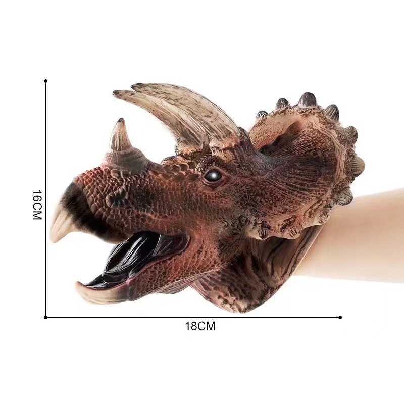 Picture of Dinosaur Hand Doll Gloves Soft Glue Tyrannosaurus Rex Triceratops Shark Simulation Animal Model Stall Shark Arm Toy Cross Border