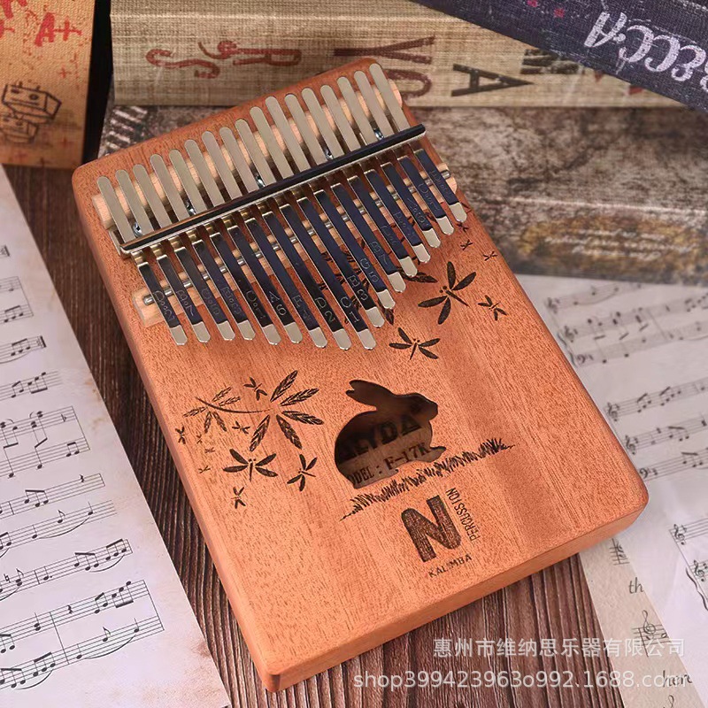 Picture of Thumb Piano 17-Tone Kalimba Kalimba 21-Tone Kalimba Finger Piano Instrument Solid Wood Rainbow Model