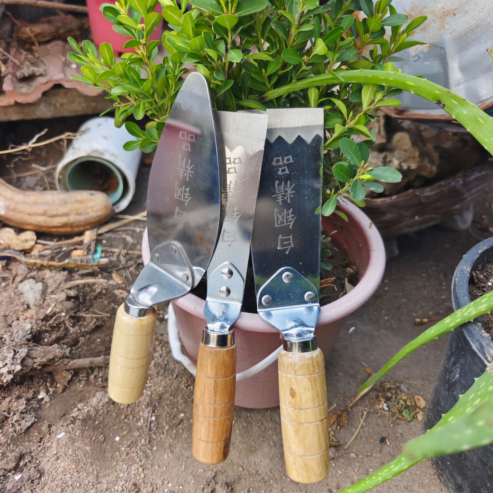 Stainless Steel Wild Vegetable Shovel Garlic Shovel Home Gardening Flower Planting Agricultural Vegetable Planting, Herding, Digging and Pulling Grass, Outdoor Digging Shepherd's Purse