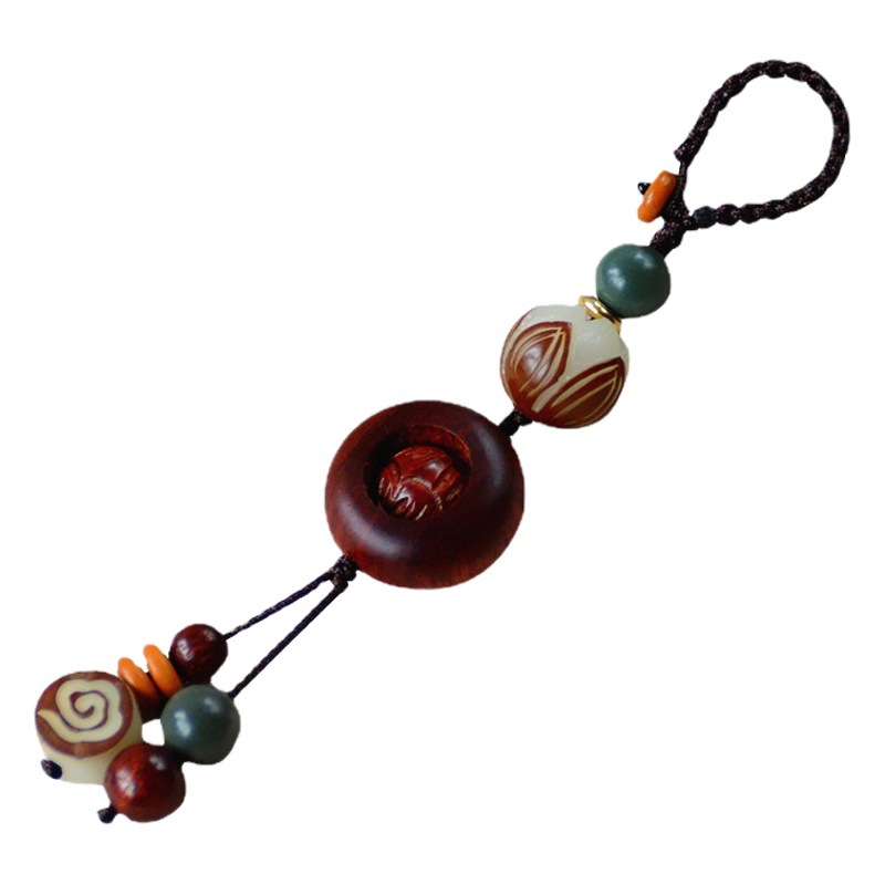 Manufacturers red sandalwood red sandalwood keychain red sandalwood Lotus buckle men and women couple creative key pendant gift key