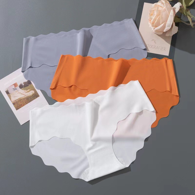 Picture of One-Piece Ice Silk Seamless Mid-Waist Underwear for Women, Wavy Butt Lift, Tummy Control, Pure Desire, Sexy and Cute Triangle Shorts