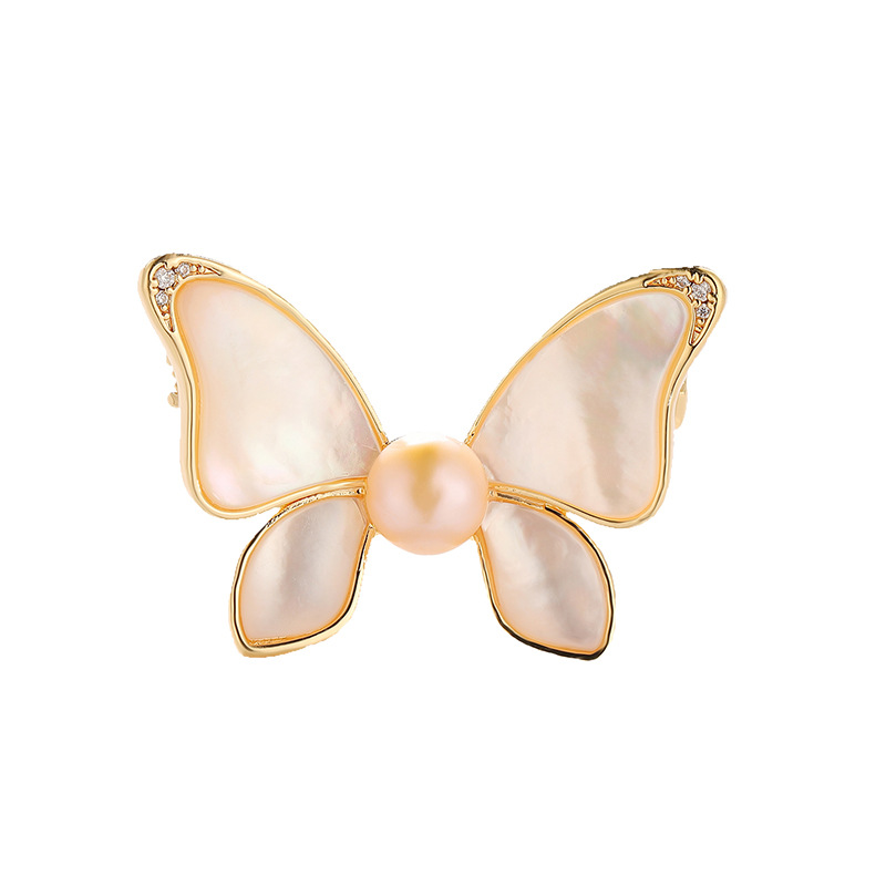 Picture of Natural fritillary Pearl French niche design feeling cartoon brooch insect butterfly clothing jewelry accessories pin