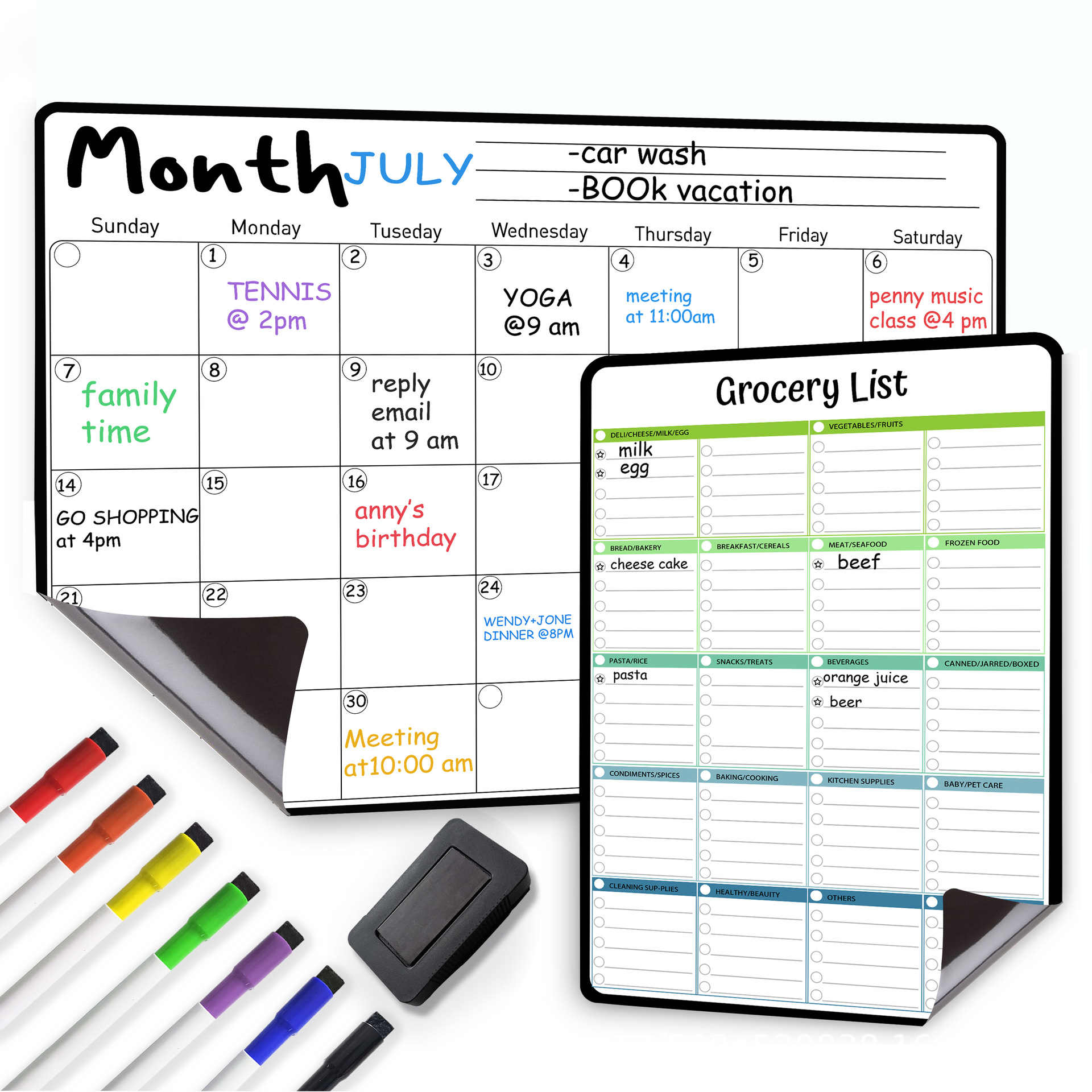 Picture of Magnetic Weekly Schedule Calendar Sticker Mobile Creative Refrigerator Sticker Pet Magnetic Soft Whiteboard Dry Wipe Board