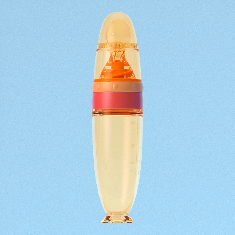 Picture of New products wholesale silicone suction cup rice paste bottle nano silver baby food supplement spoon children's rice paste bottle soft spoon head