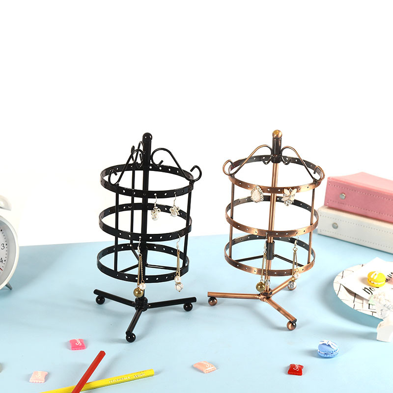 Retro wrought iron earring rack a variety of rotatable earrings pendant display rack European jewelry rack wholesale