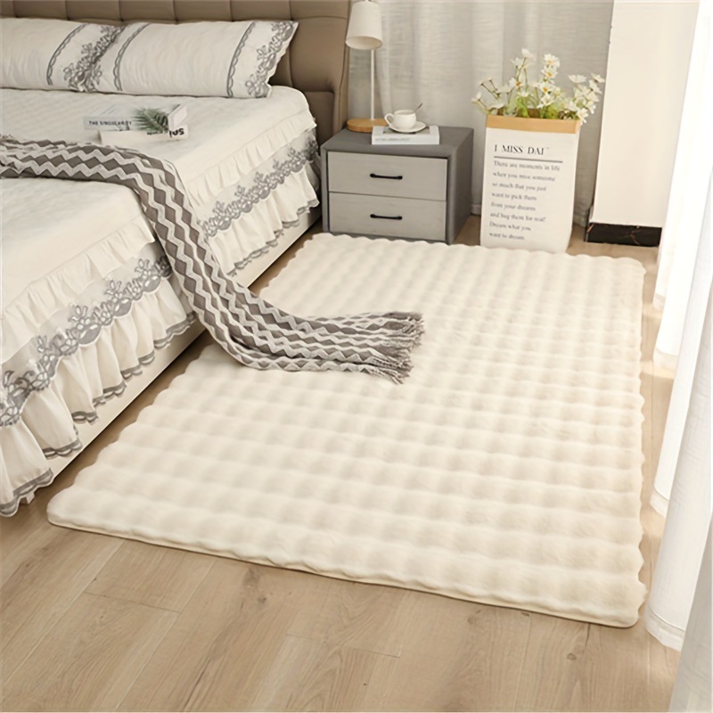 Imitation rabbit hair bubble velvet indoor bedroom carpet Amazon Hityin TEMU floor mat supply square machine washable