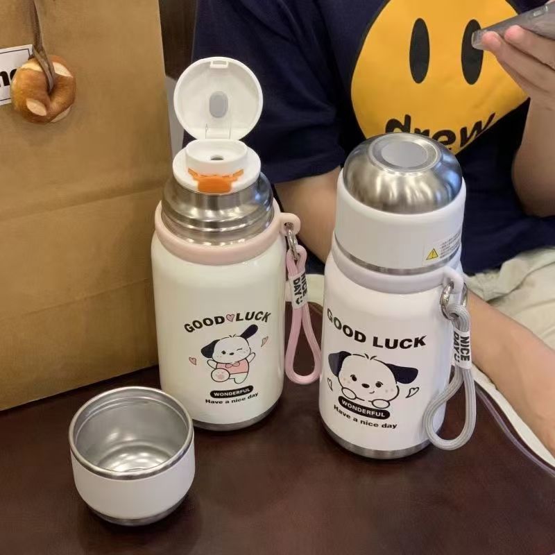 Cartoon dog thermos cup high color value 316 stainless steel tea cup students simple tea separation small cup