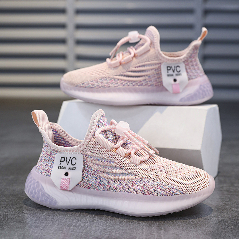 2025 New Breathable Flying Weave Girls' Sports Shoes Popcorn Coconut Shoes Casual Fashion Versatile Boys' Sports Shoes