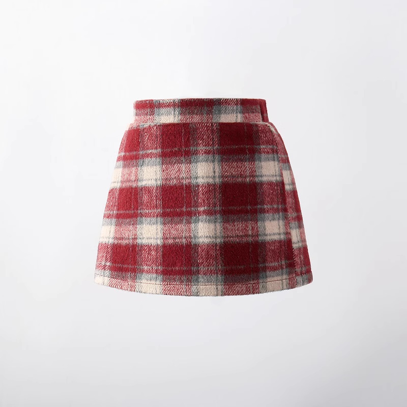 Picture of New Spring Autumn and Winter Girls Red Wool Skirt French High Waist Slimming Western Style All-match Children's A- line Skirt 6