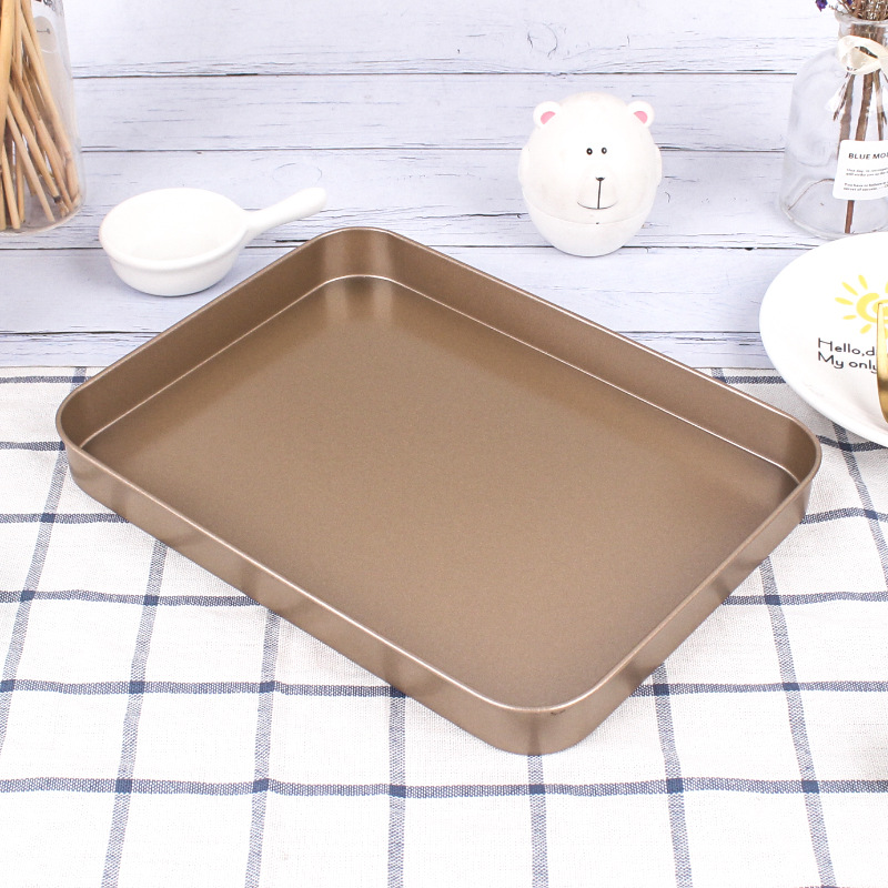 Picture of Cross-border Amazon specializes in 10-inch gold rectangular baking tray carbon steel non-stick cake mold rice rolls baking tray