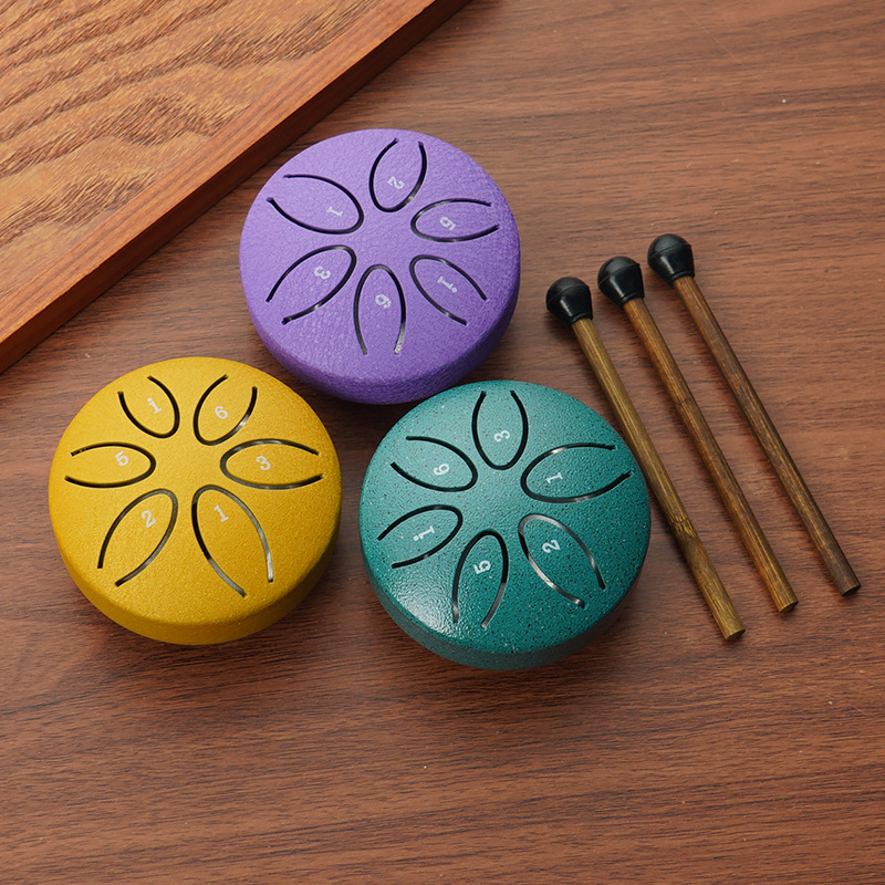 Picture of Wholesale Mini Metal Ethereal Drum 3-Inch 6-Tone Steel Tongue Drum Forget-Me-Not Drum Percussion Instrument Empty Drum Kidsren's Portable Musical Instrument