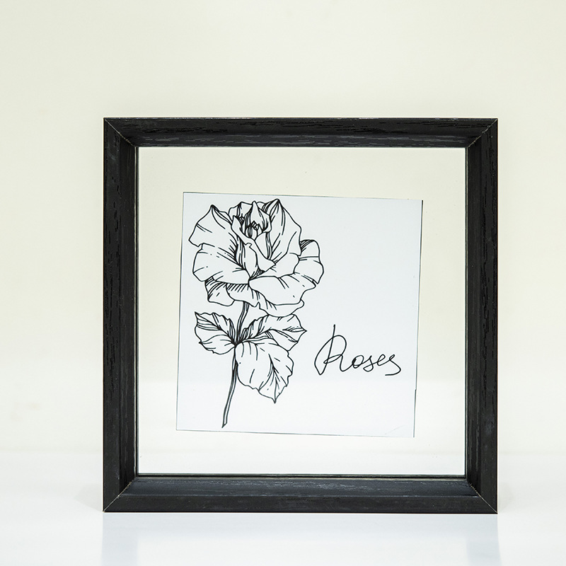 Picture of Leaf Photo Frame, Double-Sided Photo Frame with the Character for Happiness, Wedding Decoration, Leaf Carving Photo Frame, Chinese-Style Display Stand, Wedding Room Decoration, Double-Sided Photo Frame