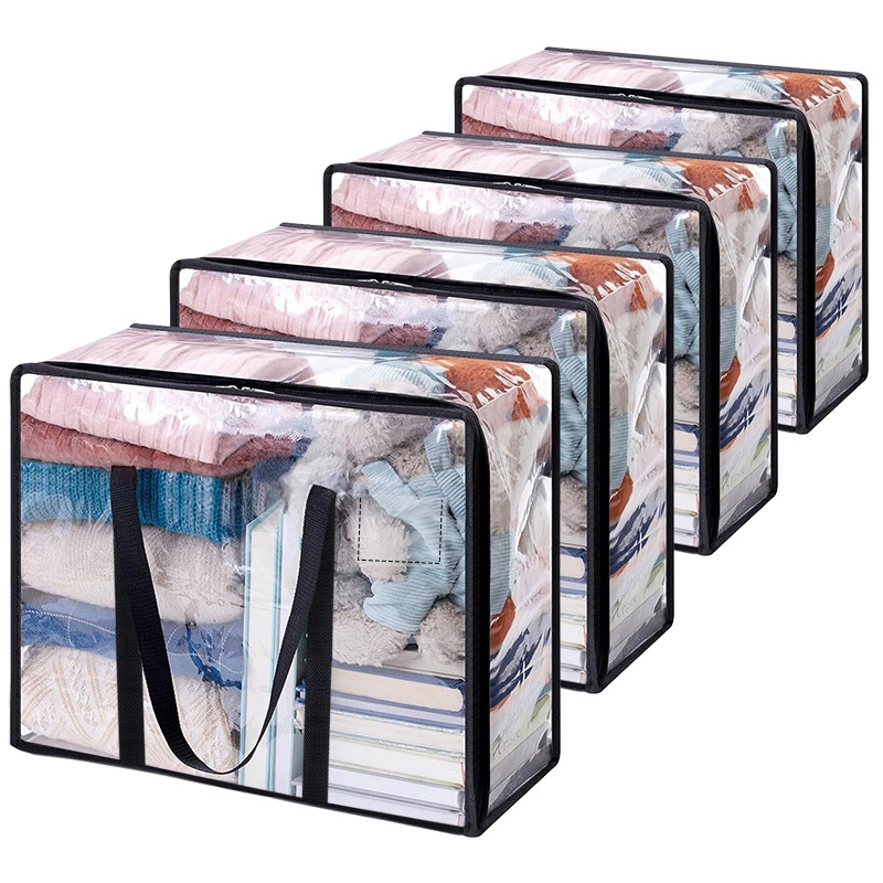 Pvc Satchel Transparent Thickeneded 20 Silk Quilt Storage Bag Visible Household Clothes Storage Box Organizing Moving Bag