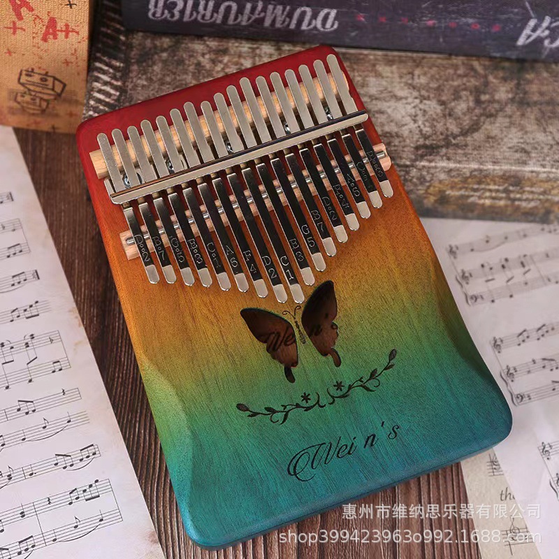 Picture of Thumb Piano 17-Tone Kalimba Kalimba 21-Tone Kalimba Finger Piano Instrument Solid Wood Rainbow Model