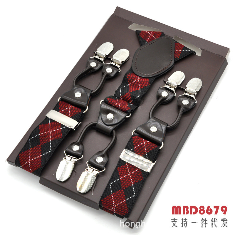 Picture of Cross-Border Supply Men's Suspenders Six-Clip Suspenders Elastic Adjustable Fat People Suspenders Men and Women Suspenders