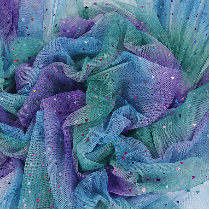Picture of Scattered Tulle Yarn American Mesh Star Mesh Gauze Love Sequin Bronzing Fabric Mesh Sequin Fabric