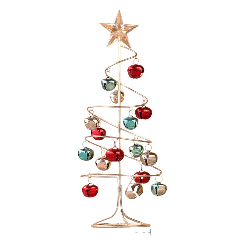 Cross-Border New Iron Mini Christmas Bell Tree Desktop Artificial Christmas Tree Window Party Christmas Decorations