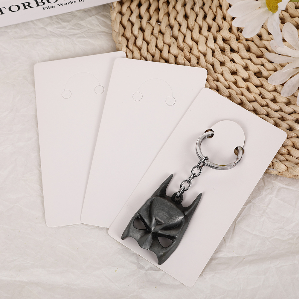 Classic Blank White Keychain Pendant Cardboard Jewelry Display Pendant Card Holder Key Ring Paper Card Packaging Cardboard