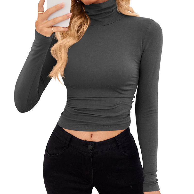Picture of European and American Cross-border Women's 2024 New TK Amazon Premium Y2K Slim-fit Fashion Pure Desire High Collar Base