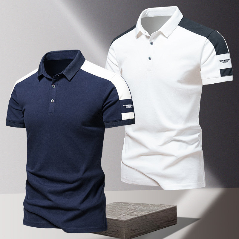 Summer Thin Ice Silk Short-sleeved Polo Cross-border American Style Pure Cotton Men's Short-sleeved Casual High-end Lapel Polo Shirt