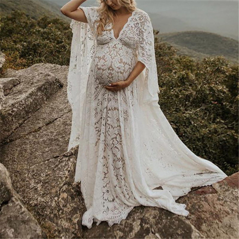 Spring/summer 2022 new European and American cross-border foreign trade Amazon pregnant women's fluffy large hem lace dress dress