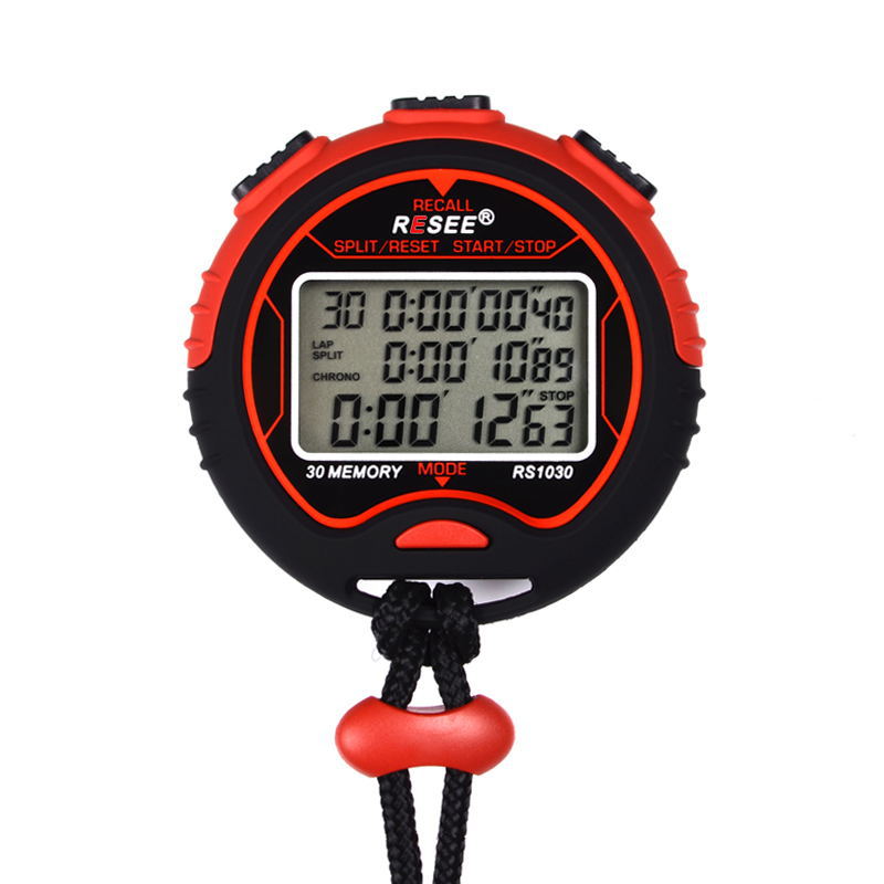 Ruicai stopwatch RS1030 3 rows 30 channels memory stopwatch multifunctional round electronic sports stopwatch can be shut down