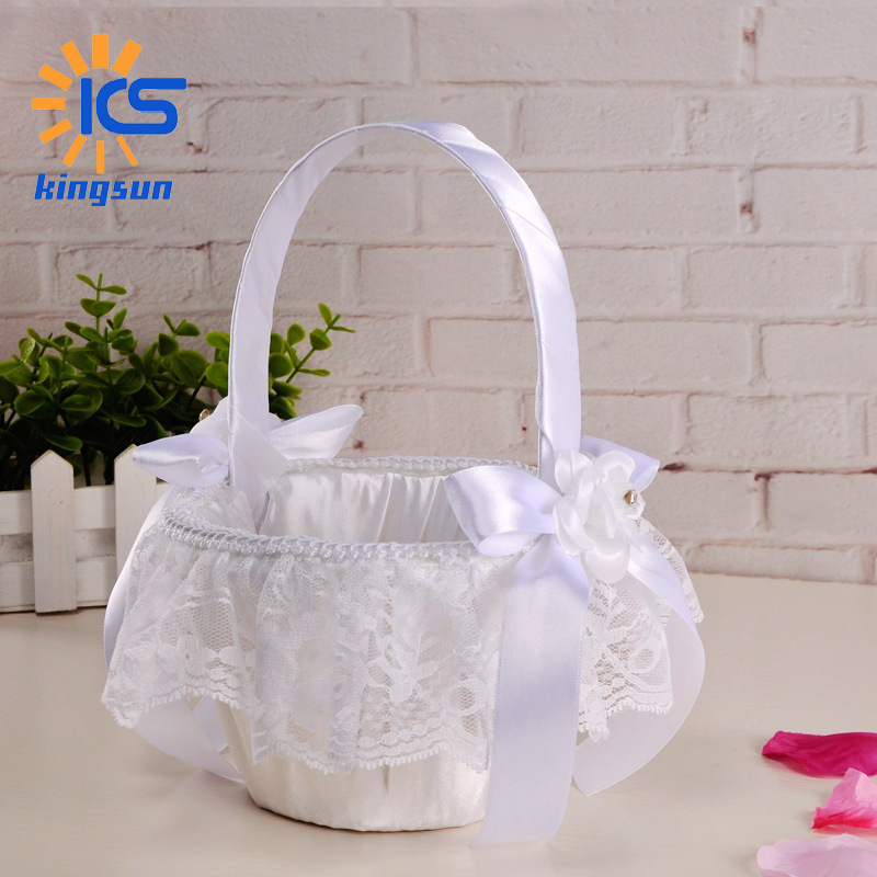Western-style wedding lace bow bride flower flower basket small wedding flower basket wedding wedding supplies wholesale