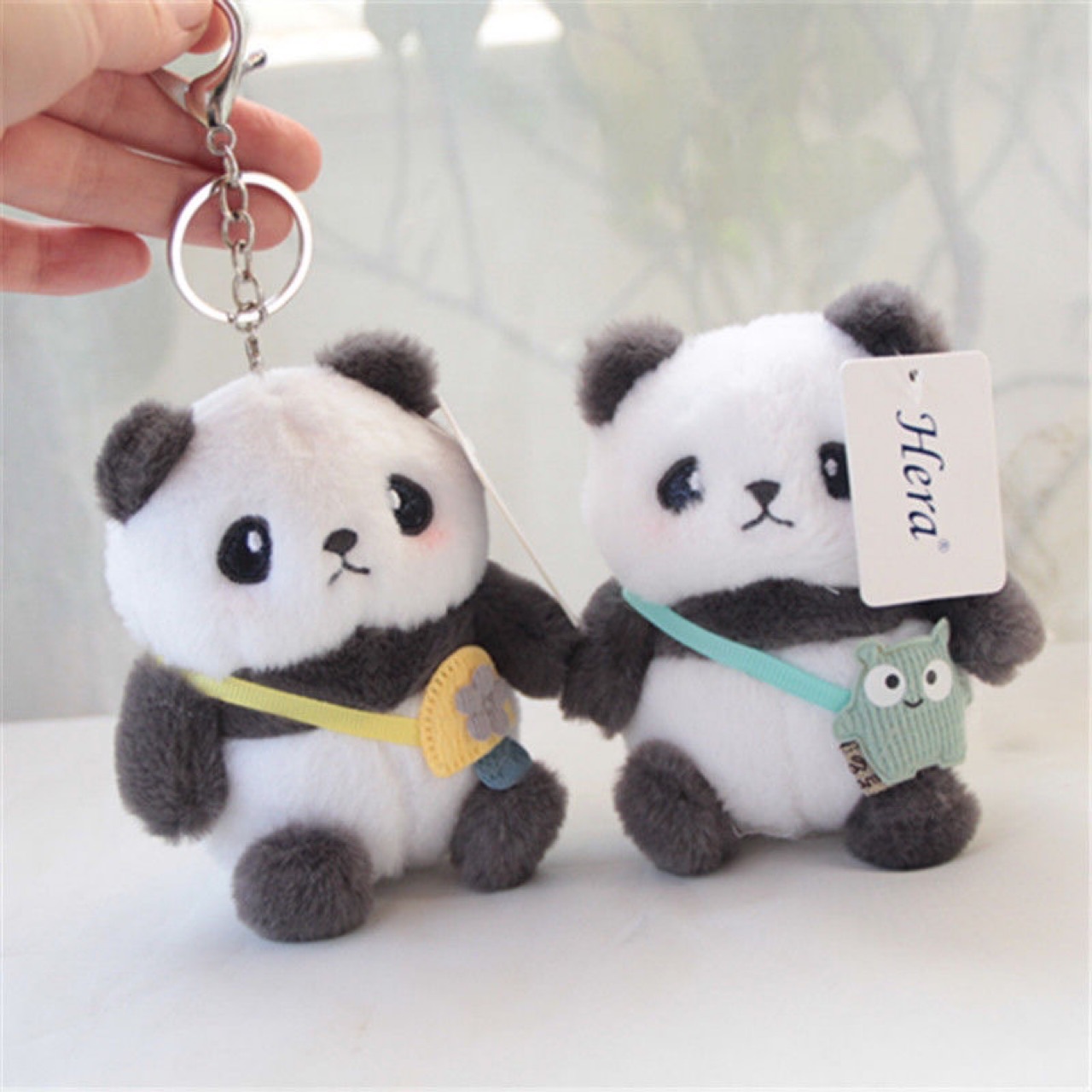 Cute panda keychain pendant student schoolbag ornaments satchel panda key chain bag doll accessories