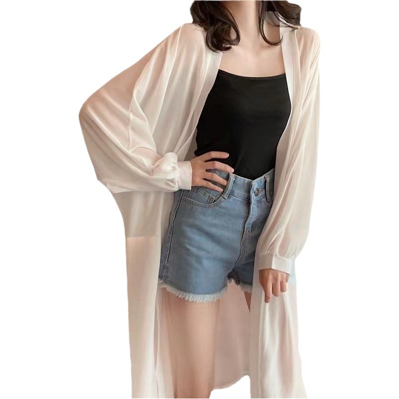 Picture of Long Bat-Sleeved Sun Protection Shirt for Women, Loose Summer Solid Color Outer Cardigan, Thin Coat, Shawl, Long-Sleeved Sun Protection Shirt