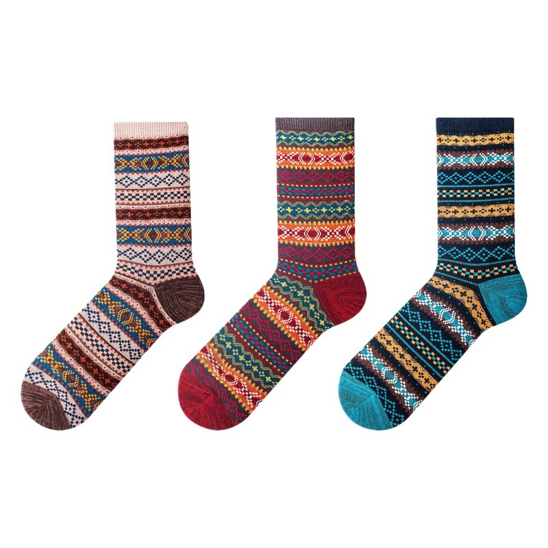 Autumn and winter socks children Japanese retro ethnic style cotton socks wholesale Mori bohemian style pile socks