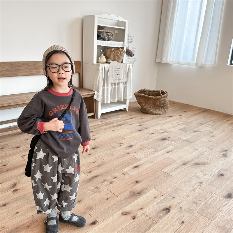 Picture of 2025 New Autum Kidsren's Clothing Kidsren's Korean Style Washed Cotton Harem Pants Pants Boys and Girls Pants 123521