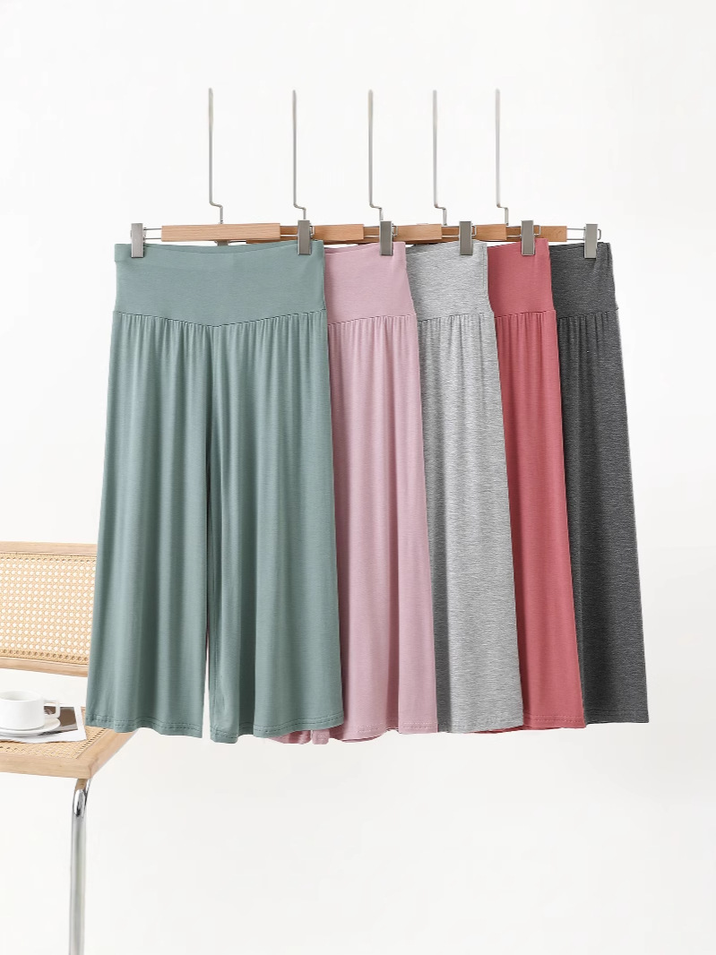 Summer New Modal plus size Loose Wide-leg Pants Casual All-match Pants Korean-style High Waist Slim Cropped Pants