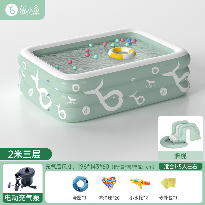 Picture of Household adult children outdoor inflatable swimming pool thickened children swimming pool baby play pool with slide sunshade