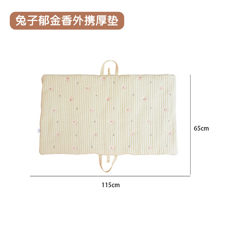 Picture of Ins Thick Newborn Baby Embroidered Pure Cotton Breathable Nap Foldable Portable Mattress Kindergarten Machine Washable Sleeping Mat