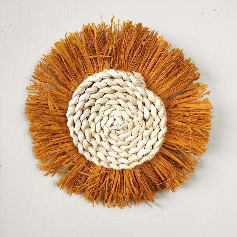 Picture of Pastoral Style Wall Decoration Handmade Straw Wall Decoration Background Wall Decoration Moroccan Style Decoration Sofa Bedside Hanging Decoration
