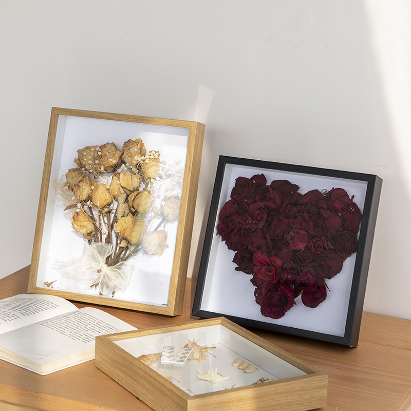 Picture of Three-Dimensional Hollow Photo Frame Handmade DIY Eternal Flower Preservation Box Table Rose Shell Conch Decorative Dried Flower Picture Frame