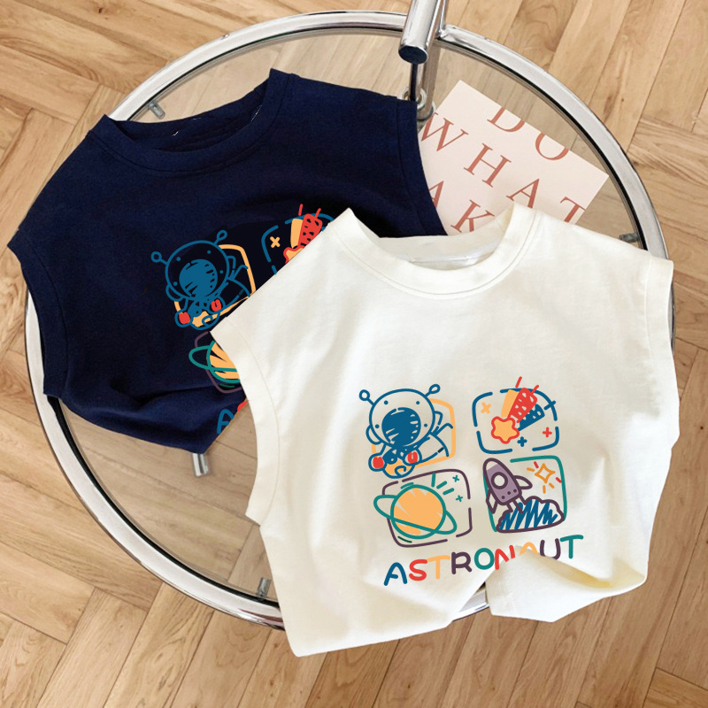 Picture of Pure Cotton Baby Kidsren's Sleeveless T-Shirt 2025 New Cartoon Pattern Versatile Vest Sweatshirt Top for Boys and Girls Summer