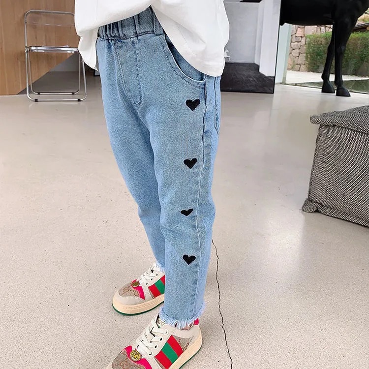 Picture of Girls' Pants Korean Jeans Women's Micro Denim Pants Fashion Split Stretch Girls' Spring and Autumn Jeans