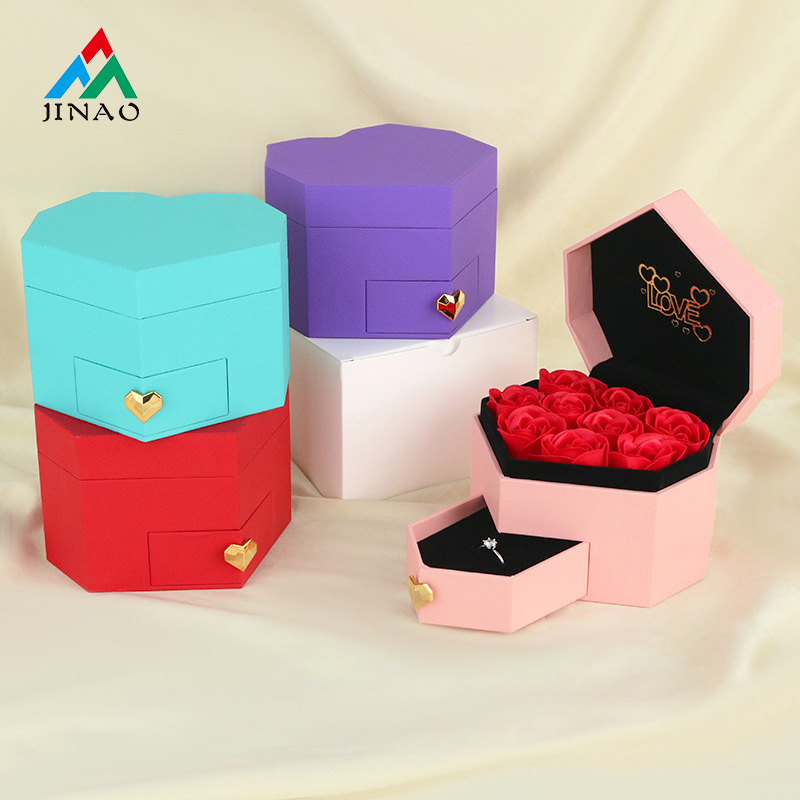 Valentine's Day Love Flip Nine Rose Gift Box Ring Necklace Earrings Jewelry Packaging Jewelry Jewelry Box