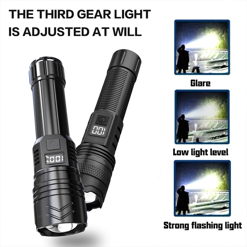 Cross-Border Strong Light Spotlight Cannon 100,000 Lumens Long-Life Flashlight Rechargeable Outdoor Long-Range Ultra-Bright Emergency Light