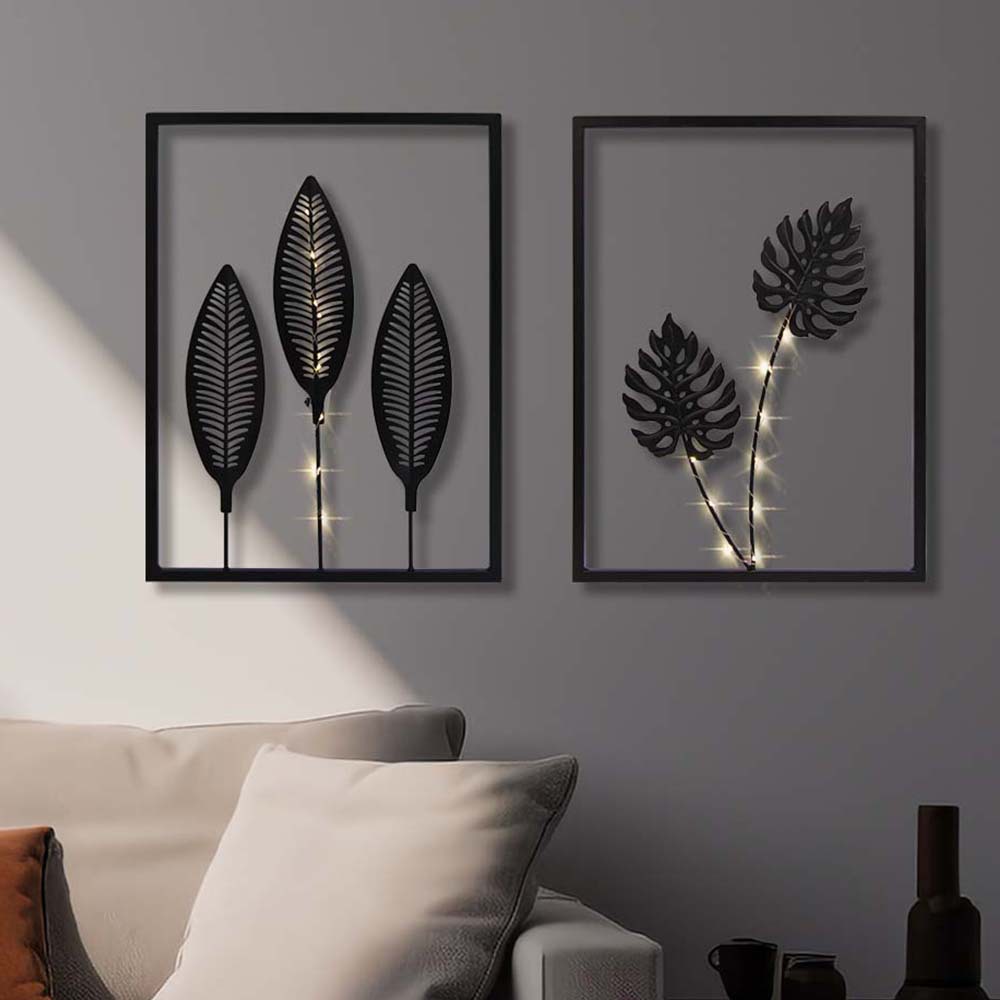 Picture of New Leaf Iron Wall Decoration Creative Living Room Sofa Background Wall Hanging Flower and Leaf Wall Hanging Iron Crafts