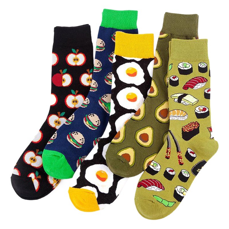 Socks for Men in Autumn and Winter Mid-Calf Avocado Stylish European and American Stockings Couple Stockings Women's Trendyy Ins Harajuku Style