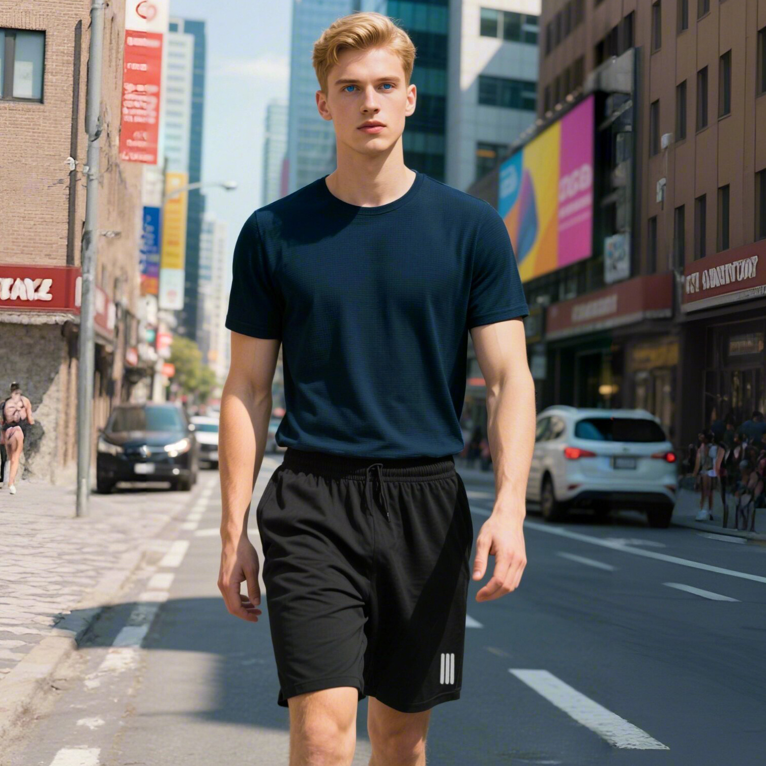 Picture of New Casual suit Men's Summer Thin Breathable Quick-drying Short-sleeved Shorts Green plus size Loose Sports Two-piece Set